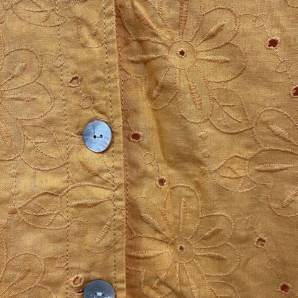 NWT Additions By Chico’s Orange Amici Eyelet Jacket Size 3/ XL Linen Blend - Picture 4 of 7